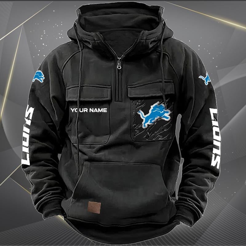 Detroit Lions Multi-Pockets Zip Hoodie