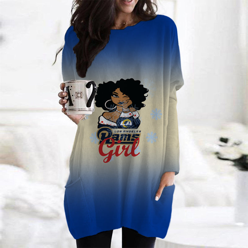 Los Angeles Rams Casual Long Sleeve Pocket Dress