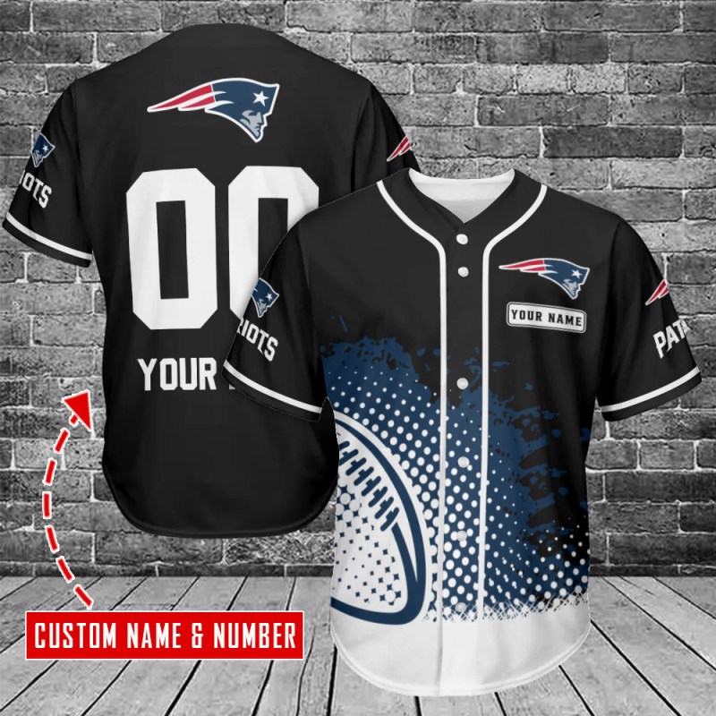 New England Patriots Personalized Baseball Jersey