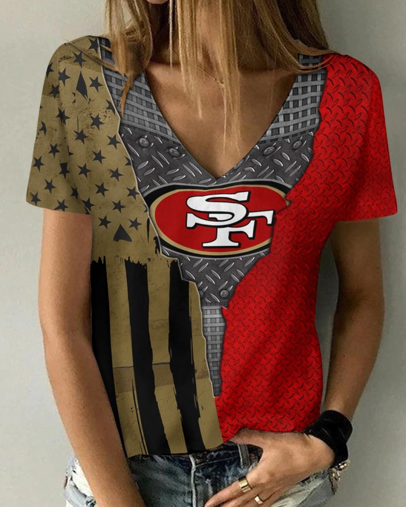 San Francisco 49ers V-neck Women's T-shirt Size Chart