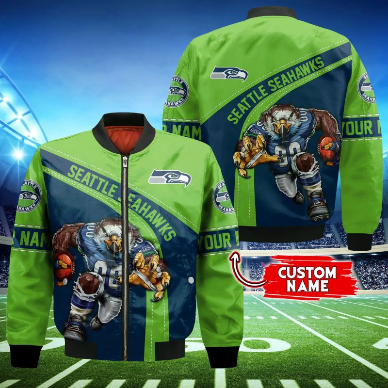 Seattle Seahawks Personalized Thick Bomber Jacket