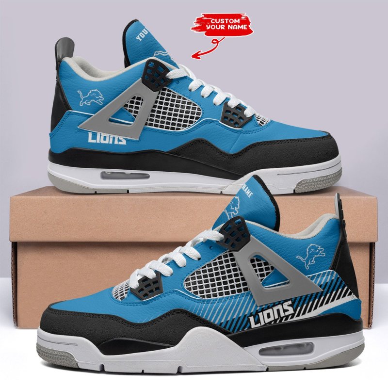 Detroit Lions Personalized AJ4 Sneaker Image 1