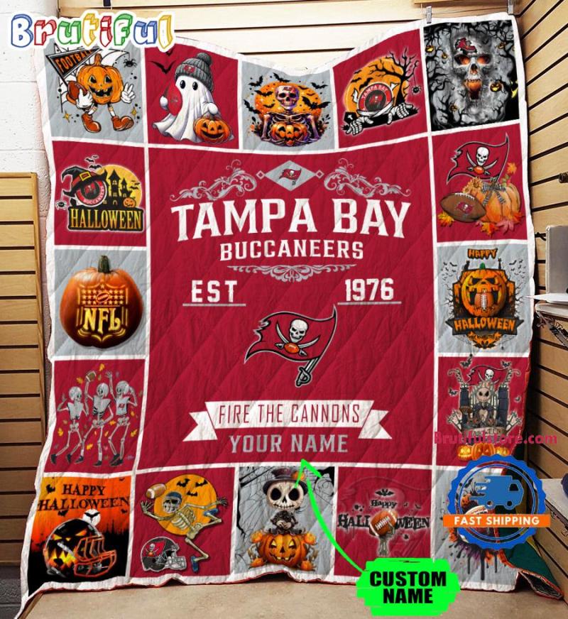 Tampa Bay Buccaneers Pumpkin Halloween Quilt Blanket