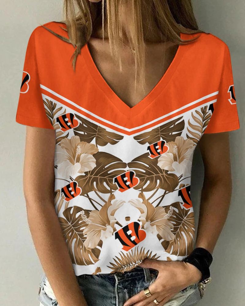 Cincinnati Bengals V-neck T-shirt Mockup
