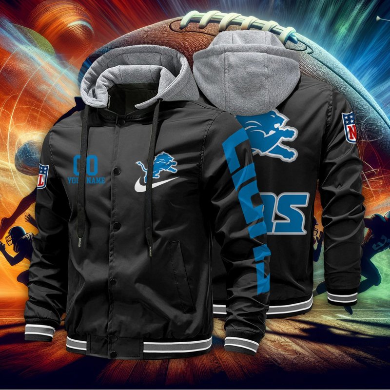 Detroit Lions Personalized Baseball Jacket