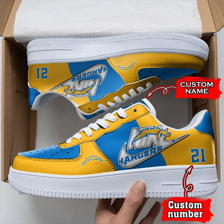 NFL Los Angeles Chargers Custom Name Number Air Force 1 Sneaker