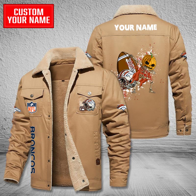 Denver Broncos Winter Fleece Bomber Jacket - Coffee