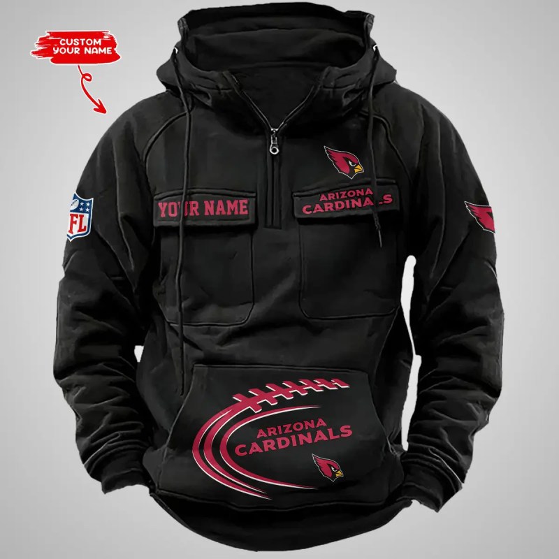 Arizona Cardinals Multi-Pockets Zip Hoodie Image 5