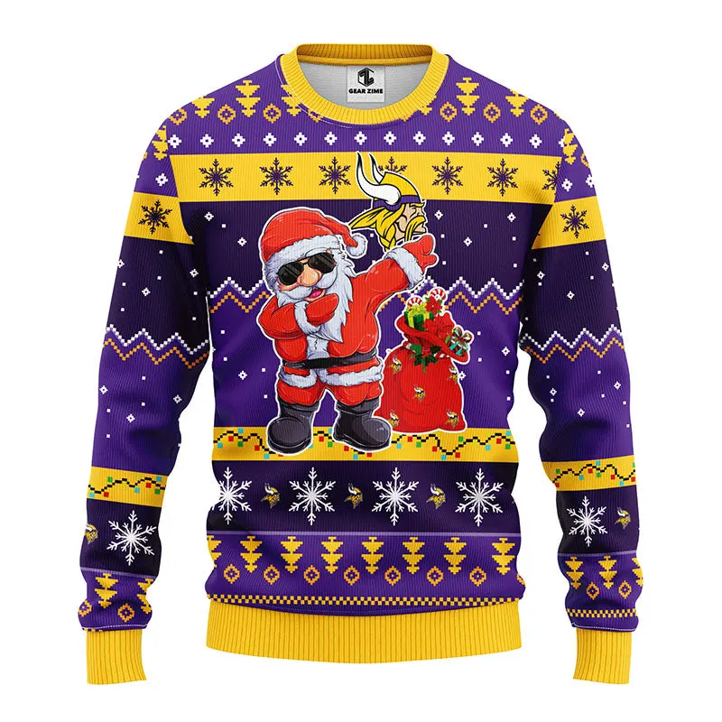 Minnesota Vikings Dabbing Santa Claus Ugly Christmas Sweater