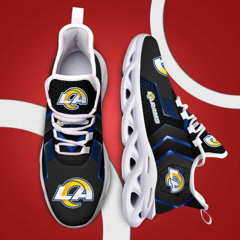 Los Angeles Rams Yezy Sneakers on feet