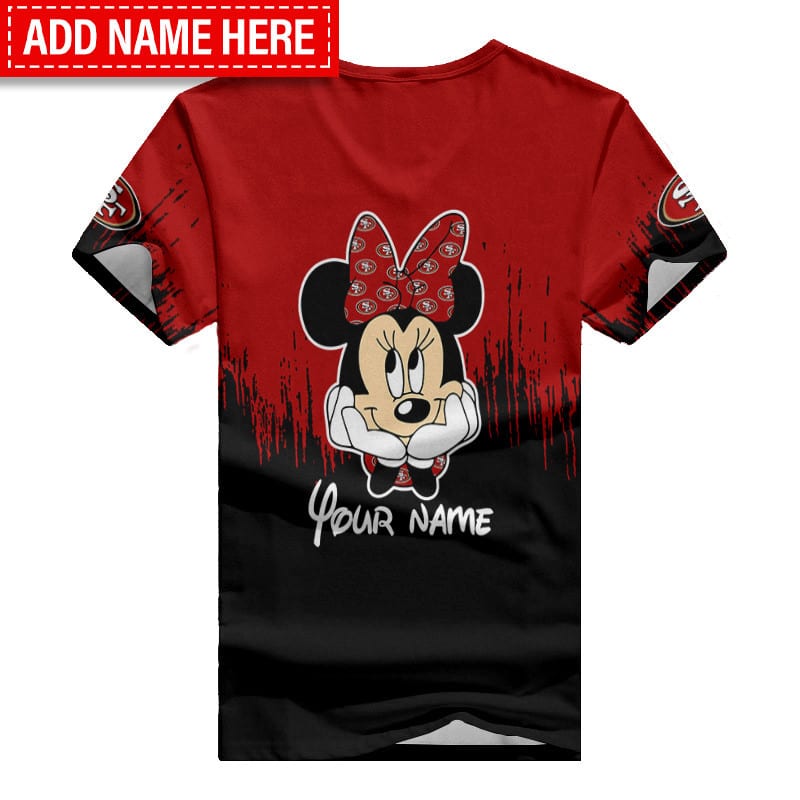 San Francisco 49ers Personalized Summer V-neck Women T-shirt - Back View