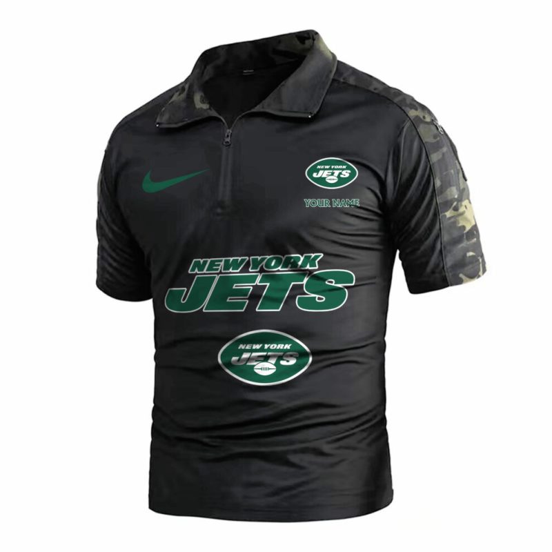 New York Jets Army Polo Shirt Back View