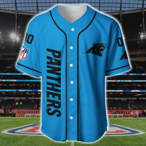 Carolina Panthers Personalized Baseball Jersey Back