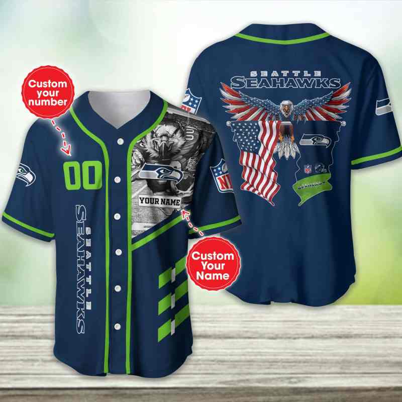 Seattle Seahawks Personalized Baseball Jersey