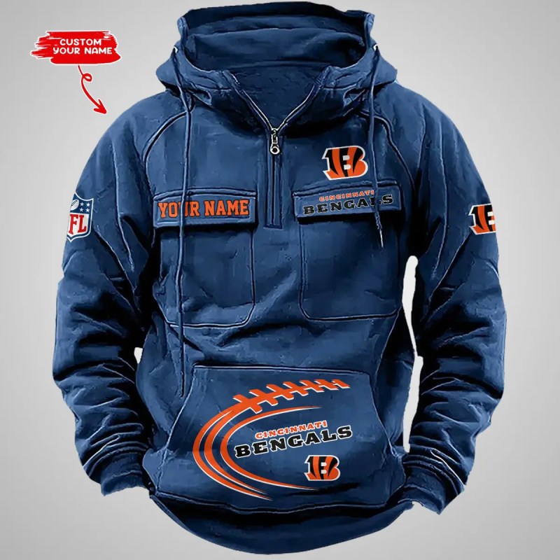 Cincinnati Bengals Multi-Pockets Zip Hoodie Image 2