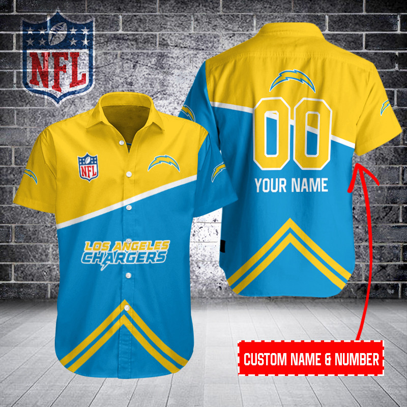 Los Angeles Chargers Personalized Button Shirt Sizing Chart