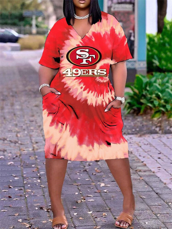 San Francisco 49ers V-neck Casual Pocket Dress