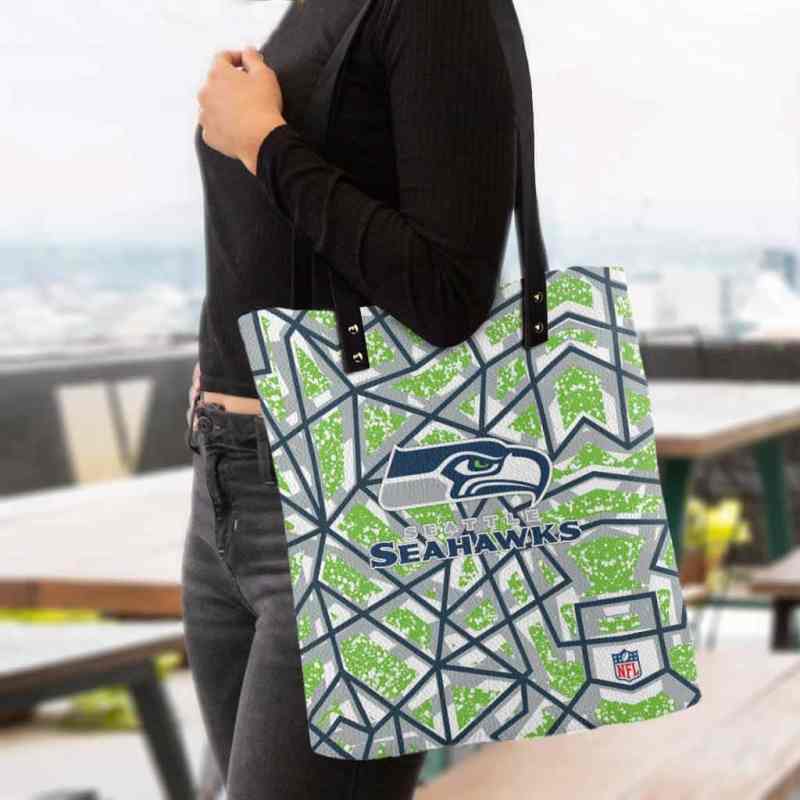 Mockup of Seattle Seahawks PU Tote Bag