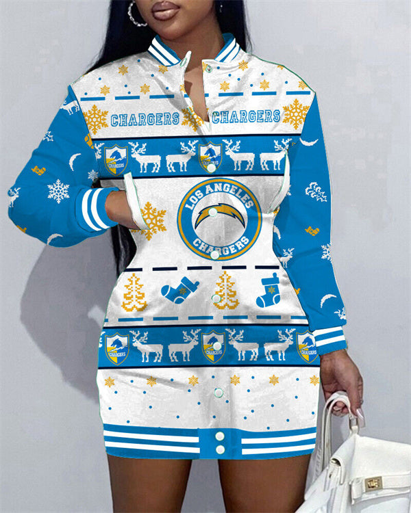 Los Angeles Chargers Women Button Down Jacket Dress