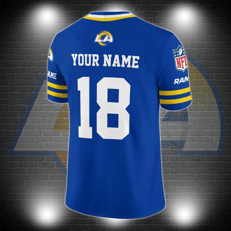 Los Angeles Rams Personalized V-neck Football Jersey - Back View