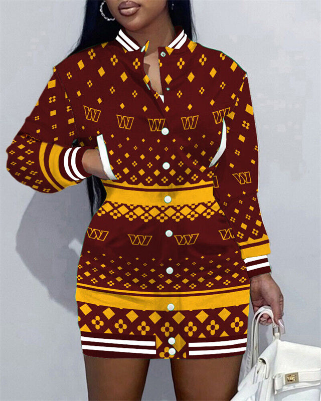 Washington Commanders Women Button Down Jacket Dress