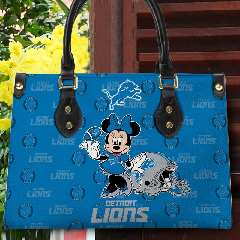 Detroit Lions Personalized Leather Hand Bag 3