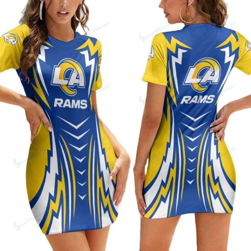 Los Angeles Rams Short Sleeve Bodycon Mini Dress