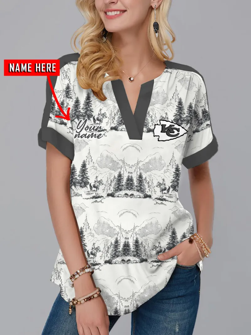 Kansas City Chiefs Personalized Fashion Short Sleeve V-Neck Shirt