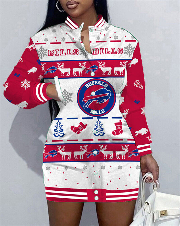 Buffalo Bills Women Button Down Jacket Dress