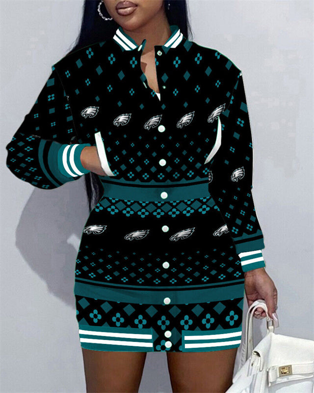 Philadelphia Eagles Women Button Down Jacket Dress