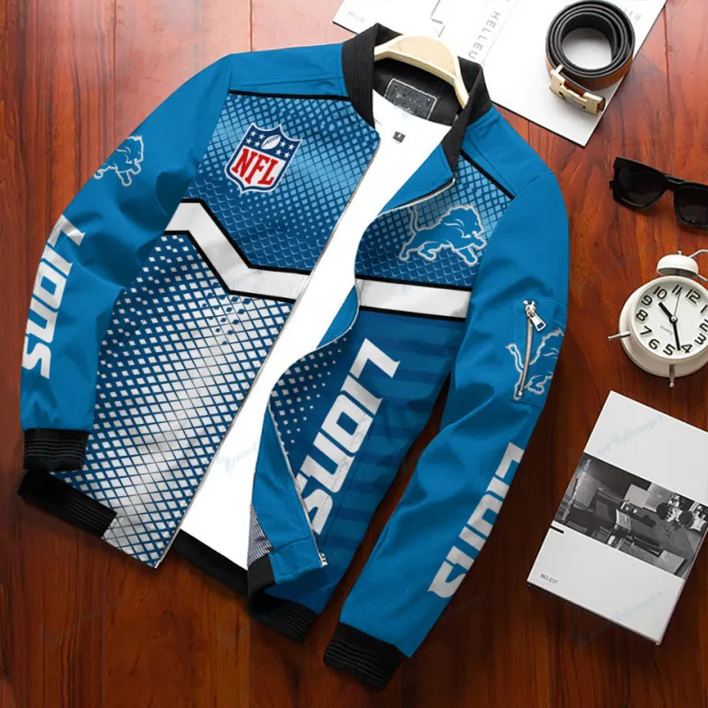 Detroit Lions Personalized Bomber Jacket Back