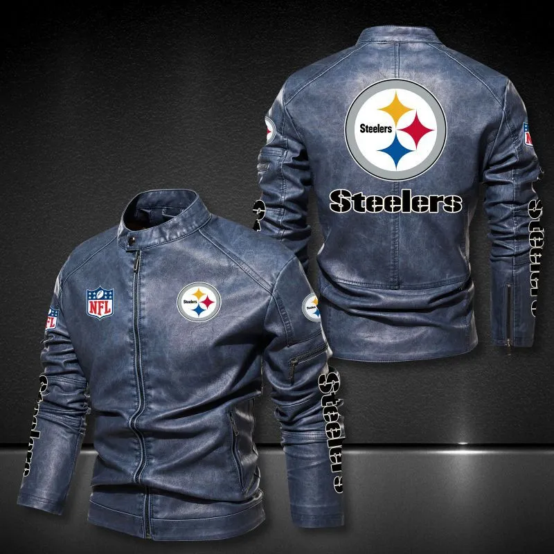 Pittsburgh Steelers Leather Jacket Front View