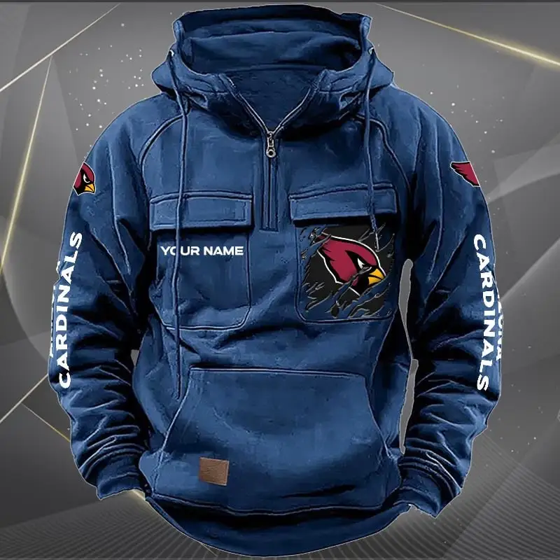 Arizona Cardinals Multi-Pockets Zip Hoodie - back view