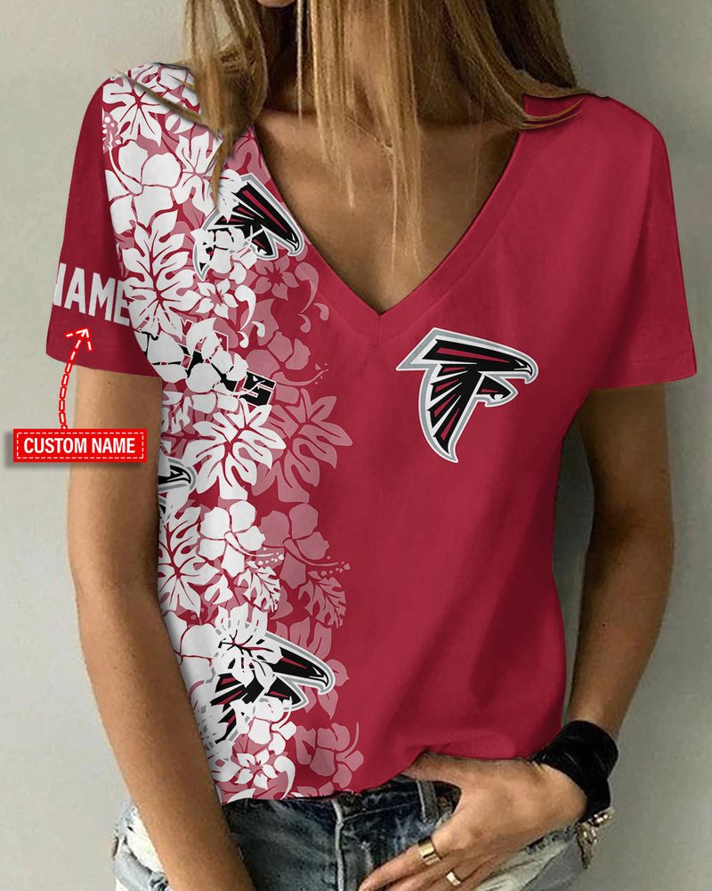 Atlanta Falcons Personalized V-neck Women T-shirt Image 1