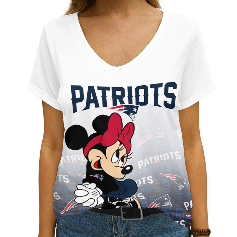New England Patriots Personalized V-neck Women T-shirt - Image 1