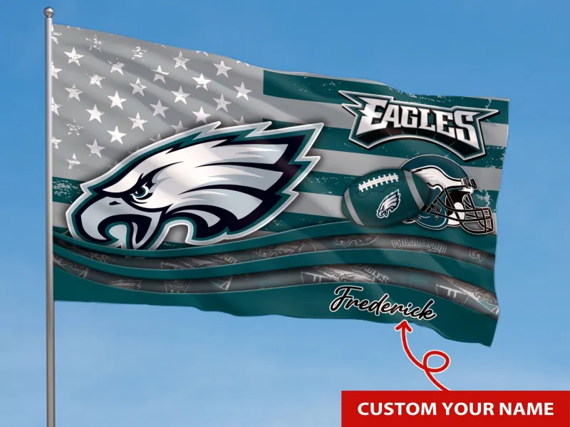Philadelphia Eagles Personalized Flag in use