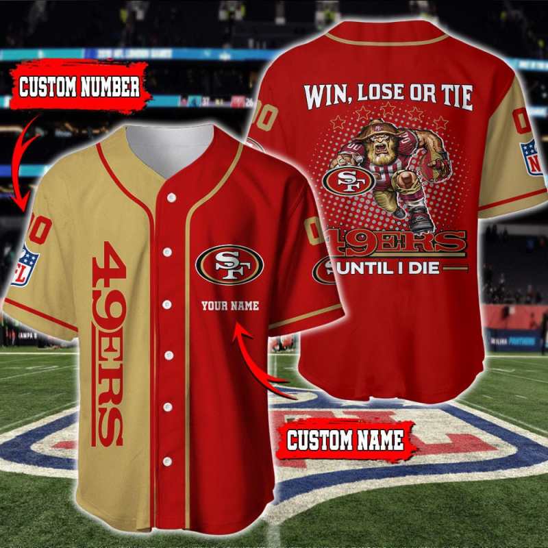 San Francisco 49ers Personalized Baseball Jersey
