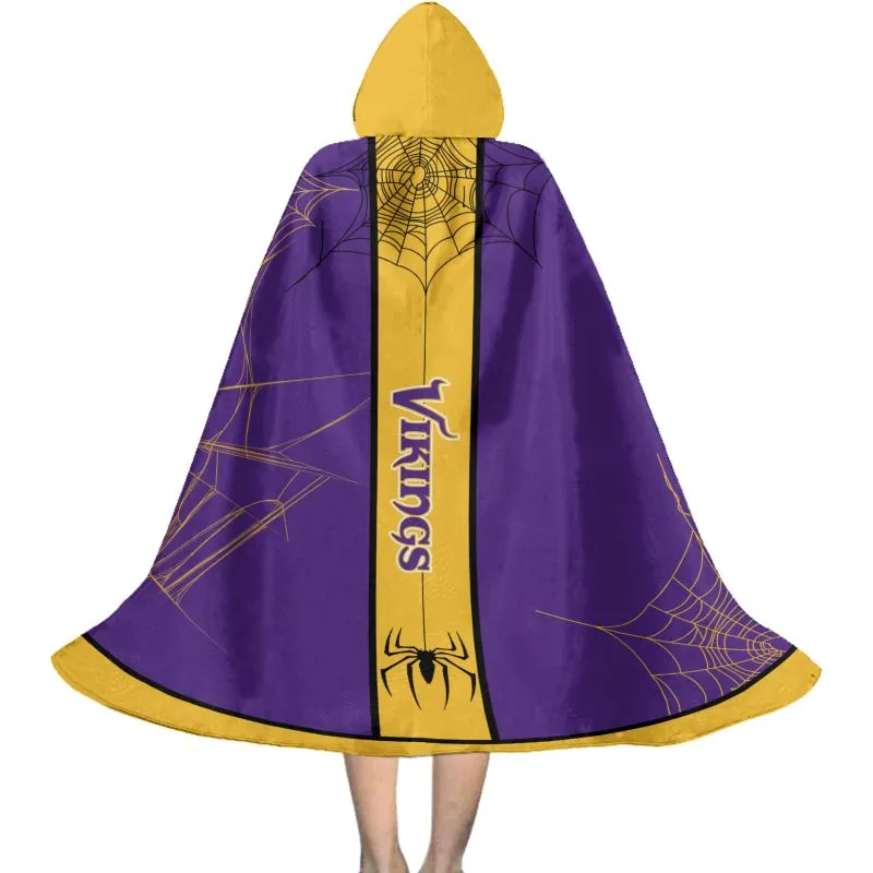 Minnesota Vikings Cowebs Pattern Halloween Cloak Back View