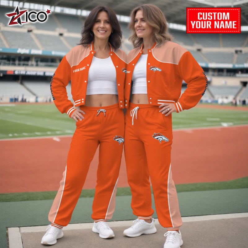 Denver Broncos Combo Crop Varsity Jacket And Sweatpants Outdoor