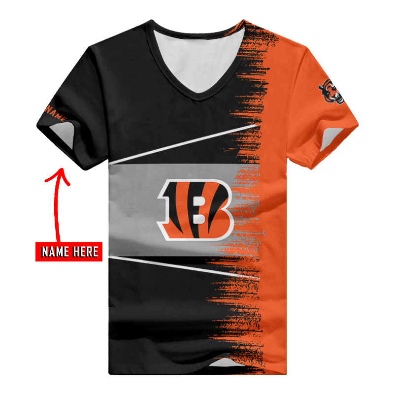 Cincinnati Bengals Personalized V-neck Women T-shirt Image 2
