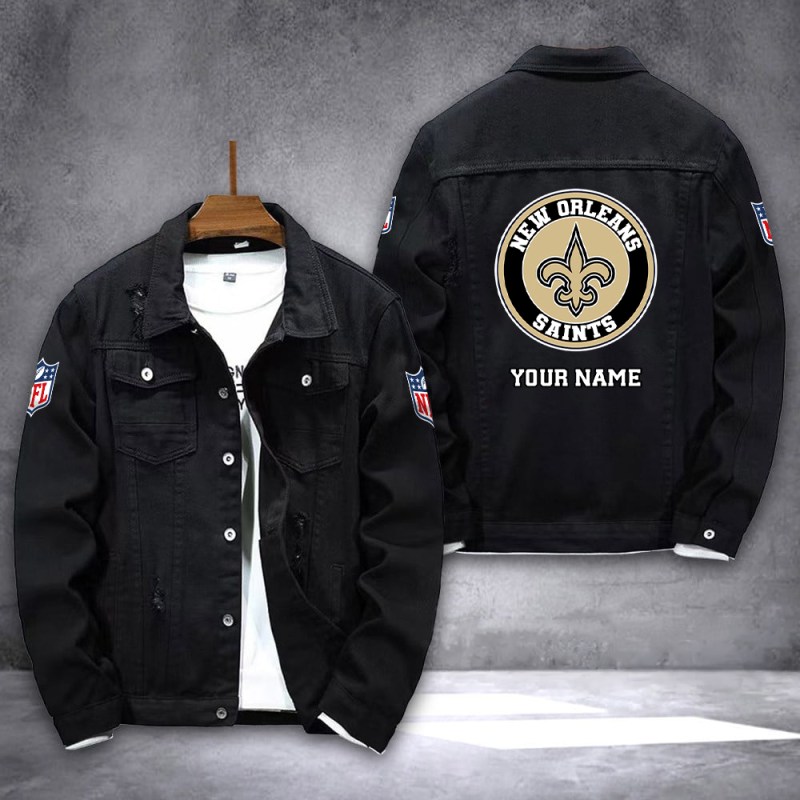 New Orleans Saints Denim Jacket back view