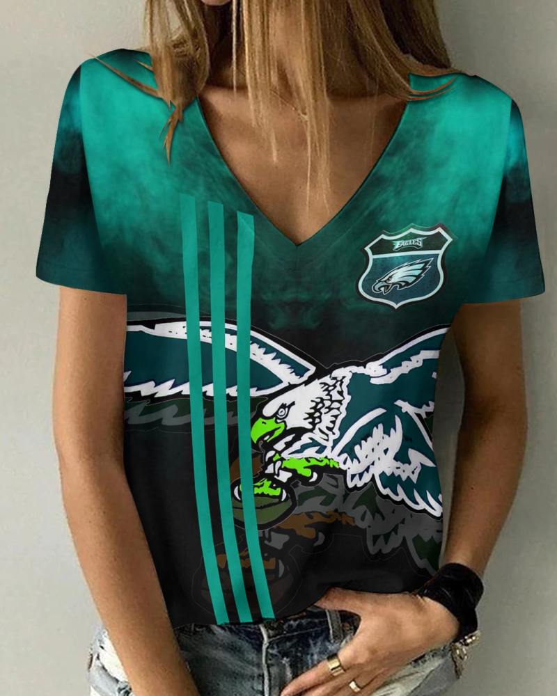 Philadelphia Eagles V-neck Women T-shirt