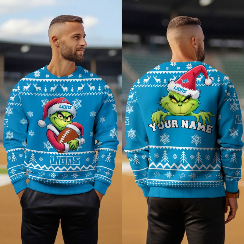 Detroit Lions Ugly Christmas Sweater Outdoor View 3