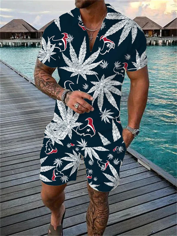 Houston Texans Zip Polo Shirt and Shorts