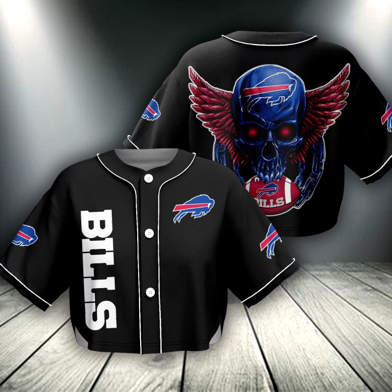 Buffalo Bills Crop Top Baseball Jersey Front