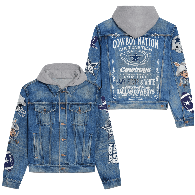 Dallas Cowboys Premium Hooded Denim Jacket Front View