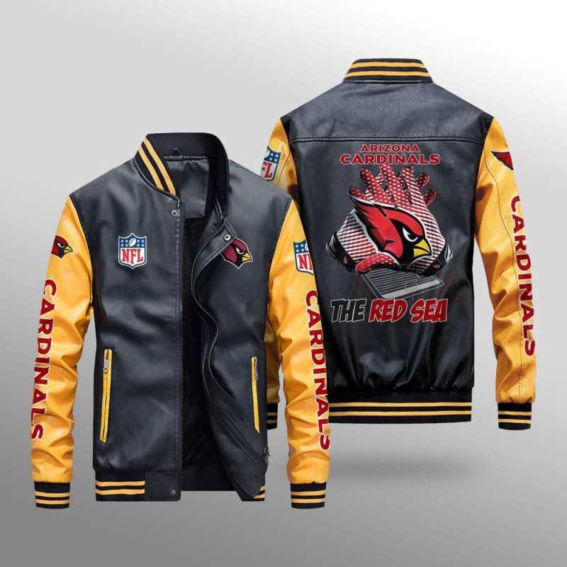 Arizona Cardinals Leather Bomber Jacket Side
