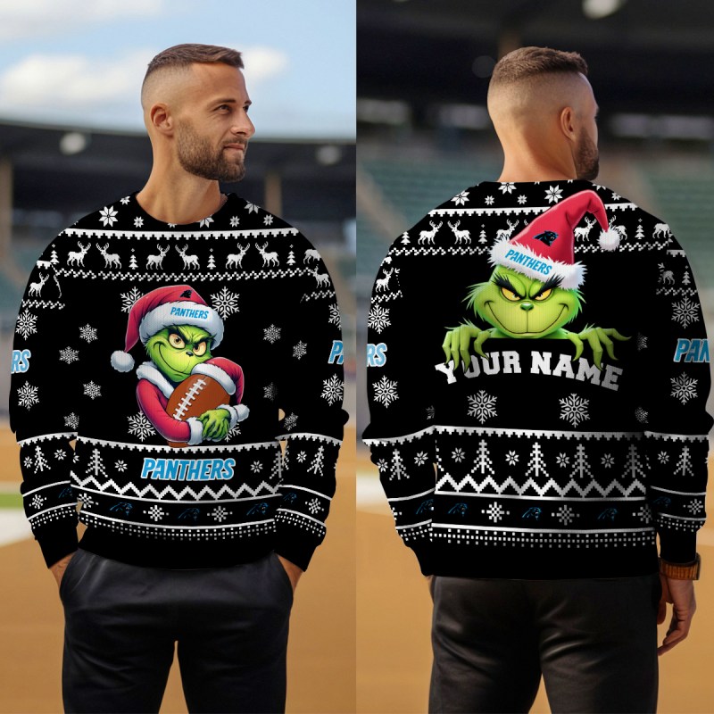 Carolina Panthers Ugly Christmas Sweater Studio View
