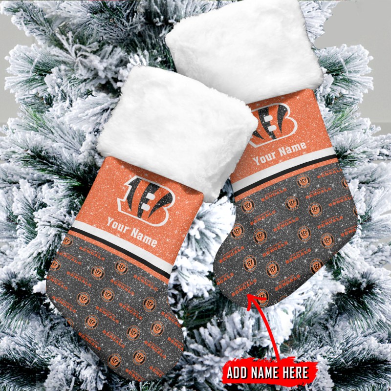 Cincinnati Bengals Personalized Christmas Sock Side View