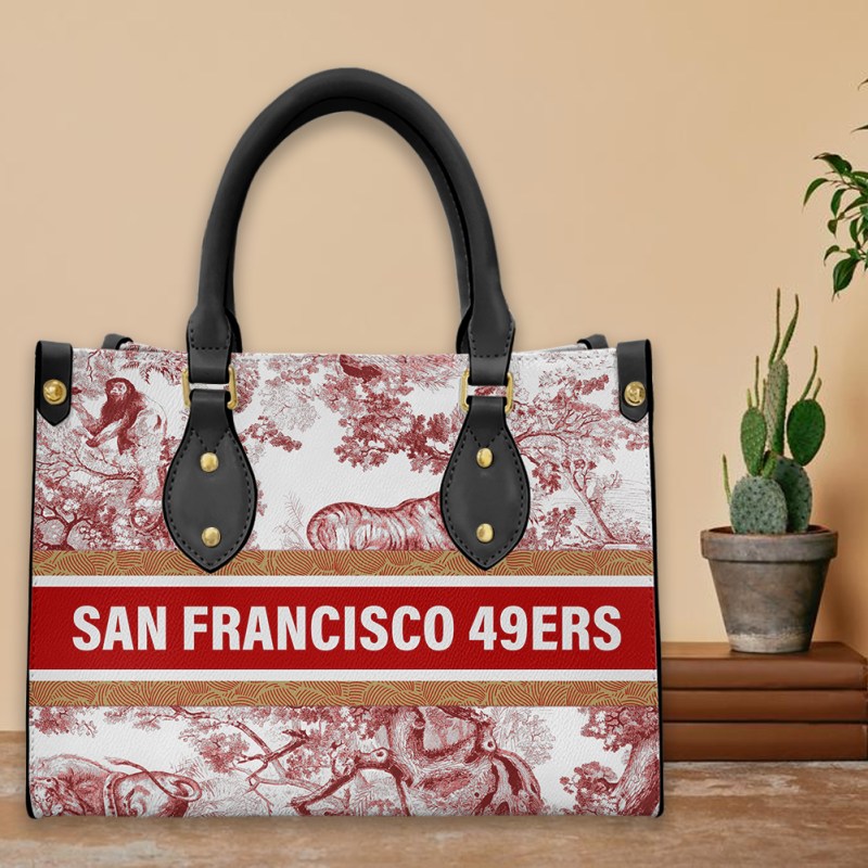 San Francisco 49ers Personalized Leather Hand Bag